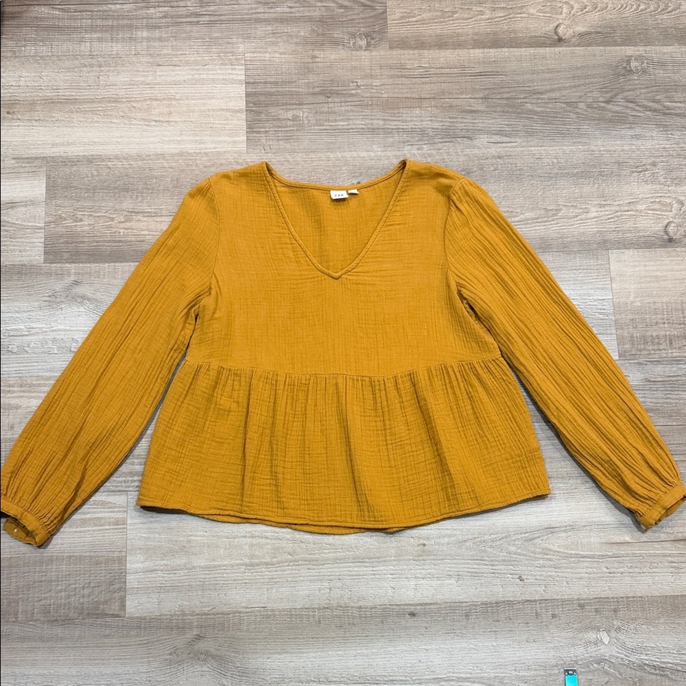 GAP Mustard Yellow Long Sleeve Women's Top, Size Small
